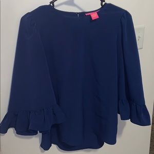 Blue wide arm blouse